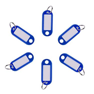 Imagem de Chaveiro com etiqueta de identificação e chave de plástico com cores sortidas - chaveiro com etiquetas de hotel - com suporte para janela de etiqueta, Azul