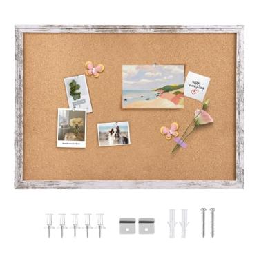 Imagem de Aitakatta Quadro de cortiça quadro de avisos, 91 x 61 cm quadros de cortiça emoldurados decorativos para paredes, quadro de pinos quadro de visão para escola, casa, cozinha e escritório, quadro de avisos com moldura de madeira (6090, WH, 1 peça)