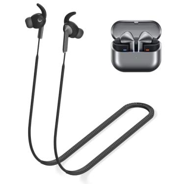 Imagem de Alça antiperda para Galaxy Buds 3 Pro ultra forte esportiva de silicone macio acessórios compatíveis com Samsung Galaxy Buds Pro 3 cordão de pescoço (preto)