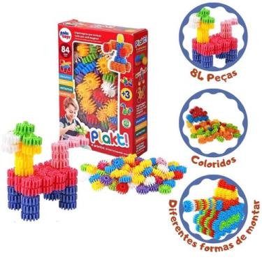 Imagem de Brinquedo de Encaixe Plakt Montar Engrenagens Educativo Criativo 84 Pc
