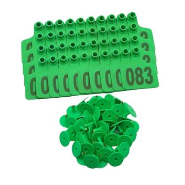 Imagem de Generic 100x etiquetas de orelha de gado com número 001-100 cabras suprimentos de fazenda animal brinco marcador etiquetas de orelha sinais para animais para, Verde