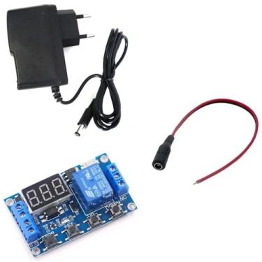 Imagem de Kit Relé Temporizador Timer Digital Ajustável com Fonte 12v e Rabicho p/chocadeira