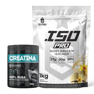 Imagem de Kit: Whey Protein Isolado ISO PRO 1kg + Creatina Monohidratada 300g - Soldiers Nutrition-Unissex