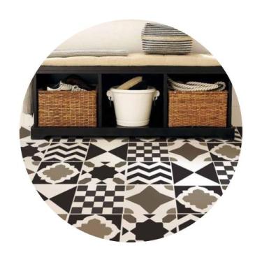 Imagem de Adesivo para piso ladrilho marrom ocre antiderrapante lavável - Colaco