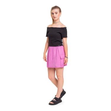 Imagem de Top Cropped Listrado em Ribana Juvenil Gloss, Preto, 12