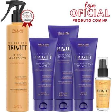 Imagem de Kit Home Care Matizante Trivitt + Fluido Escova + Reparador - Itallian