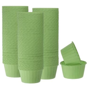 Imagem de HARFINGTON 150 peças de copos de cupcake de 100 ml, tamanho padrão, forros de cupcake de papel, embalagem à prova de gordura, descartável para casamento, aniversários, Natal, sobremesa, verde claro