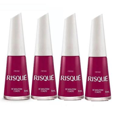 Imagem de Kit 4 Esmalte Risqué Vinho Cremoso Cor De Moletom e Salto 8ml