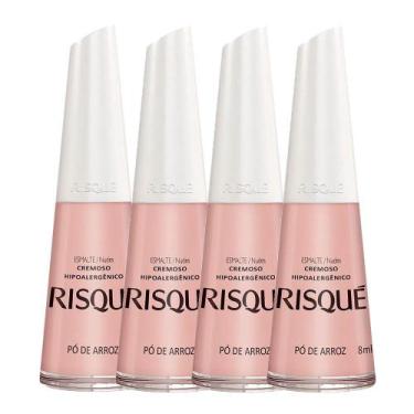Imagem de Esmalte Risqué Cremoso Pó Arroz 8ml  Kit com quatro unidades