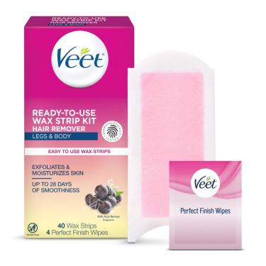 Imagem de Kit de depilação Veet pronto para uso para mulheres com 40 tiras de cera