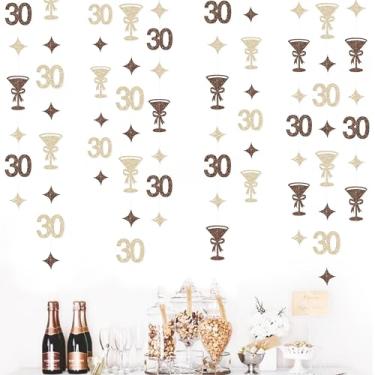 Imagem de Decorações de aniversário de 30 anos de champanhe dourado marrom espresso, guirlanda de martini, decoração de faixa para mulheres A Tini Bit Older Martini Birthday Cheers to 30 Years Happy 30th