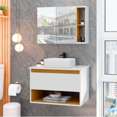 Imagem de Conjunto Para Banheiro Gabinete Suspenso com Cuba e Espelheira Florenc