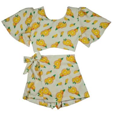 Imagem de Conjunto Infantil Juvenil Short Saia Cropped Amarração - 2L Kids, Lara