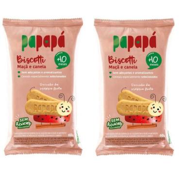Imagem de Kit 2 Biscoitos Infantil Papapá Biscotti maçã e canela 120g