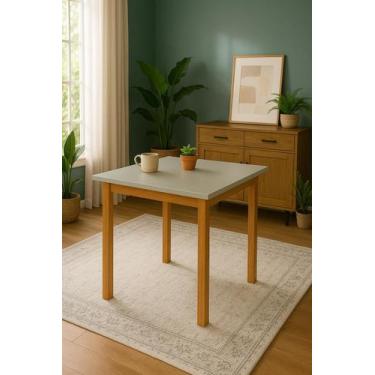 Imagem de Mesa de Jantar Sala/Cozinha Moderna 4 Lugares Base Madeira Maciça 80x8