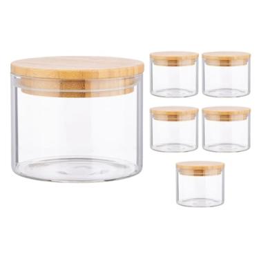 Imagem de Kit 6 Potes de Vidro Borossilicato 500ml com Tampa de Bambu Hermética – Ideal para Cozinha, Despensa e Mesa Posta