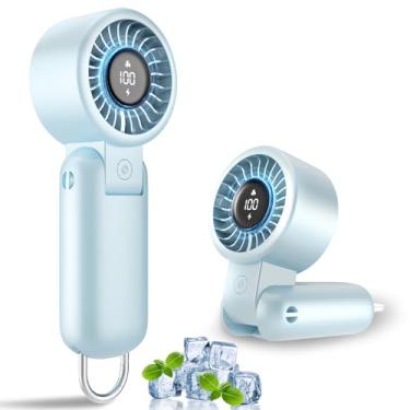 Imagem de AUIIAH Ventilador portátil portátil – Mini ventilador portátil alimentado por bateria recarregável com visor de energia, vento de 5 velocidades, bolso pessoal, ventiladores de refrigeração de alta