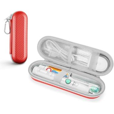 Imagem de YINKE Estojo de viagem para escova de dentes elétrica Philips Sonicare ProtectiveClean Oral-B/Oral-B Pro Smartseries/iOS 7 8 9/ para 1000 1500 4100 7000 capa protetora de EVA rígida bolsa de armazenamento (vermelho coral)
