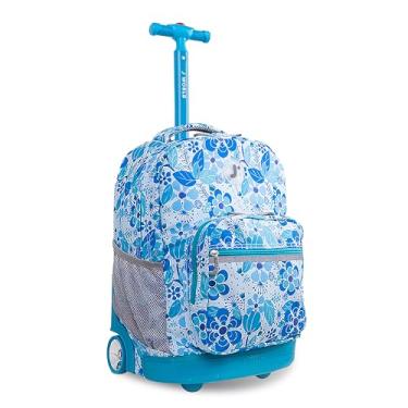Imagem de J World New York Mochila com rodinhas Sunrise, Videira azul, 18", Mochila com rodinhas do nascer do sol. Bolsa com rodas