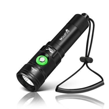 Imagem de Lanterna de mergulho WINDFIRE com luz de mergulho, lanterna impermeável IPX8, 4 modos de luzes subaquáticas com indicador de energia, lanterna de mergulho com ângulo de feixe estreito para mergulho