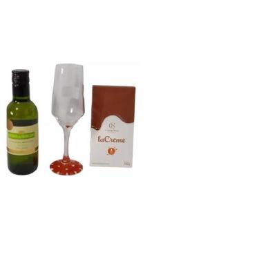 Imagem de Kit Presente Vinho Branco + Taça + Chocolate - camafheus