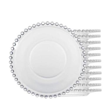 Imagem de Jogo 12 Prato de Sobremesa Cristal Pearl Clear Transparente Bolinha Wo