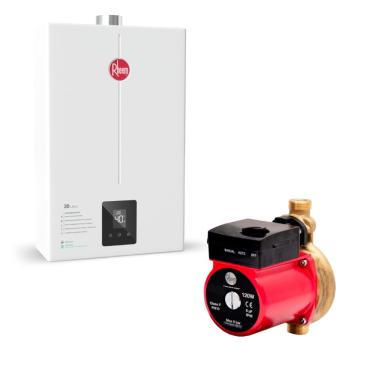 Imagem de Kit Aquecedor 20 Litros GN Bivolt + Bomba 120W 127V Rheem