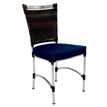 Imagem de Cadeira Em Alumínio E Fibra Sintética Jk Cozinha Edícula Pedra Ferro Lisato Marinho