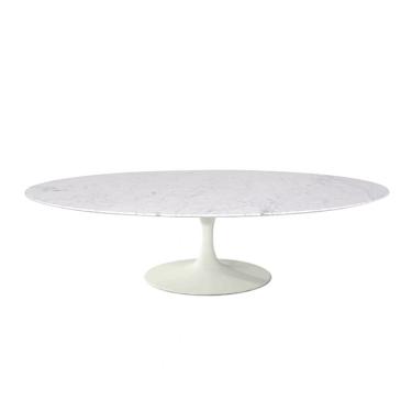 Imagem de Mesa De Centro Saarinen 46cm Oval Carrara 120x80cm - Base Branca
