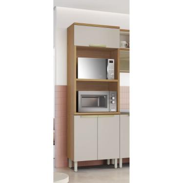 Imagem de Paneleiro 3 Portas Nicho Para 2 Fornos 100% Mdf New Porto Freijó/off White