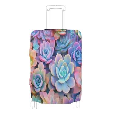 Imagem de Joisal Capa de bagagem de mão Magic Mushrooms Ladybugs serve para malas de 45 a 81 cm para mala de viagem elástica aprovada pela Tsa, Suculentas coloridas, L 26-28 in