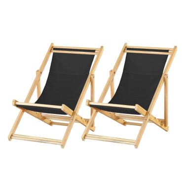 Imagem de Kit 2 Cadeira Espreguiçadeira Dobrável S-b-preto
