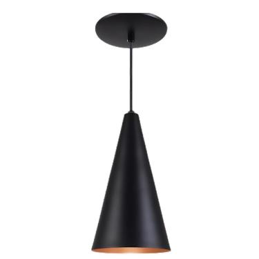 Imagem de Luminaria Teto Pendente Luxo Lustre Aluminio Cone Preto Preto