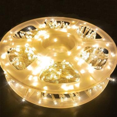 Imagem de Pisca Cordão Varal Decorativo Com Leds Amarelo Redondo 100m