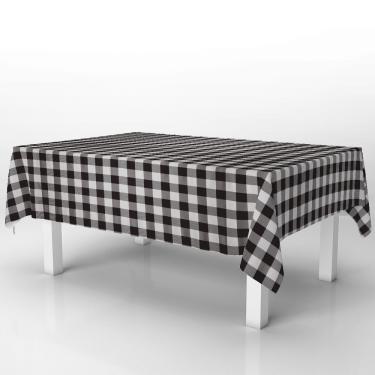 Imagem de Toalha De Mesa Térmica Pvc Xadrez Jantar Cozinha 1,40 X 2,20 Titulo Xadrez Preto