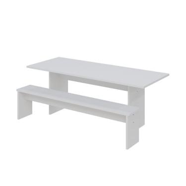 Imagem de Mesa De Jantar 200x80x74cm 2,5cm Com 1 Banco Essence Branco