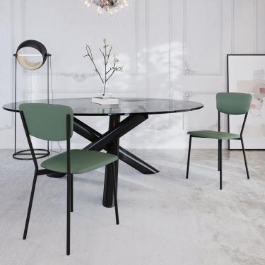 Imagem de Cadeira Fixa Estofada Vintage Retrô Com 2 Unidades Verde