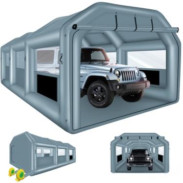 Imagem de XHYCPY Cabine inflável de 7,8 x 4,4 x 2,9 m, barraca de pintura inflável portátil com sistema de filtro de ar para spray faça você mesmo, peças de carro, pintura de motocicletas (sopradores excluídos)