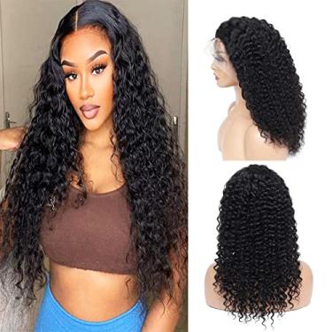 Imagem de larima Perucas De Renda Frontal, Cabelo Humano Pré-Selecionado, Densidade 180%, Ondas Profundas, 13X4, Grau 10A, Peruca Frontal Brasileira Virgem Cacheada Com Linha Capilar Natural Bebê (45 Cm)