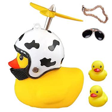 Imagem de ACEDOAMARE Sino De Bicicleta Pato, Acessórios Fofos Borracha Amarela Para Com Luz Led, Hélice Capacete, Buzinas Aperto Ciclismo, Motocicleta, Guidão (Vaca)