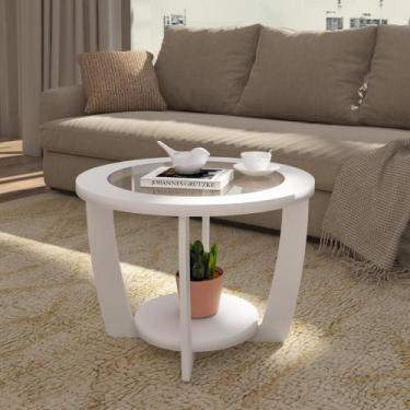 Imagem de Mesa de Centro Redonda 60cm com Vidro Multimóveis CR45306, Branco