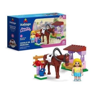 Imagem de Blocos Montar Mundo Encantado Cavalo Princesa 45 Pc Xalingo - Napolest