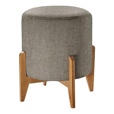 Imagem de Puff em Linho Redondo Otavio Agarb Decor Cor:Linho Cinza