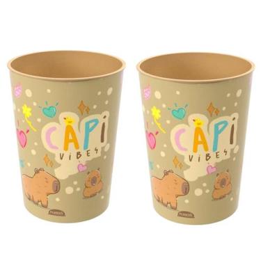 Imagem de 2 Copos Capivara 320ml para Suco Refrigerante Café Infantil - Plasútil