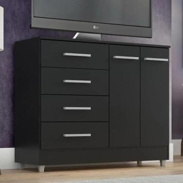 Imagem de Comoda gizele 4 gavetas 2 portas onix - QUARTA DIVISÃO