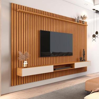 Imagem de Conjunto Painel Ripado e Nicho 218 Riviera Nature Off White - CASA H