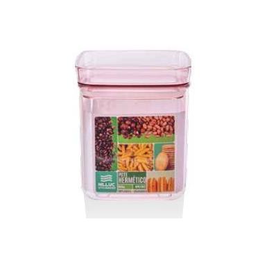 Imagem de Pote rose hermético quadrado de 800ml em acrílico empilháeis nilluc - 