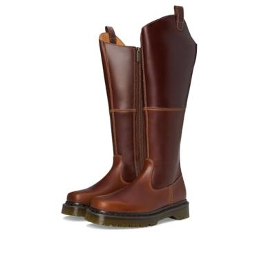 Imagem de Dr. Martens Bota de equitação feminina Amaayah Hi Leather Bex cano alto até o joelho, Butterscotch, 38