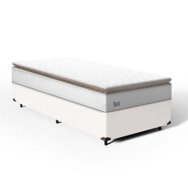 Imagem de Cama Box com Colchão de Molas Ensacadas Pillow Top Neve Solteiro 88cm 