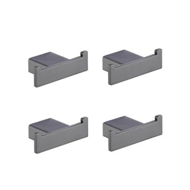 Imagem de Conjunto de acessórios para banheiro - Ganchos para toalhas, porta-papel, prateleira de canto de vidro - Aço inoxidável, 4 ganchos para roupão